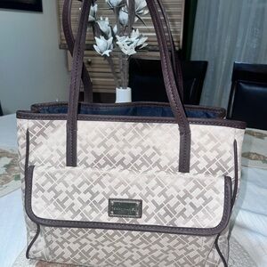 Beige and Brown Handbag